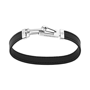 Montblanc Armband aus schwarzem Leder mit Karabinerverschluss aus Edelstahl MB12379160 bei Juwelier Heller in Klagenfurt