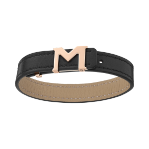 Montblanc Montblanc M Logo Armband in Schwarz mit rosévergoldeter Schließe MB128659 bei Juwelier Heller in Klagenfurt
