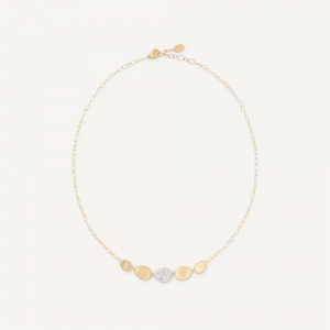 Marco Bicego Lunaria Lunaria Halskette aus Gold mit Diamanten und verstellbarer Kette, mini CB2592_B_YW_Q6