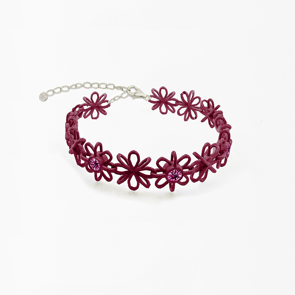 FABNORA Fabnora Lace Armband 925 Silber Bordeaux Red / Iris FL1BL-1RBR