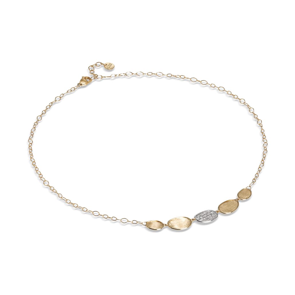 Marco Bicego Lunaria Lunaria Halskette aus Gold mit Diamanten und verstellbarer Kette, mini CB2592_B_YW_Q6