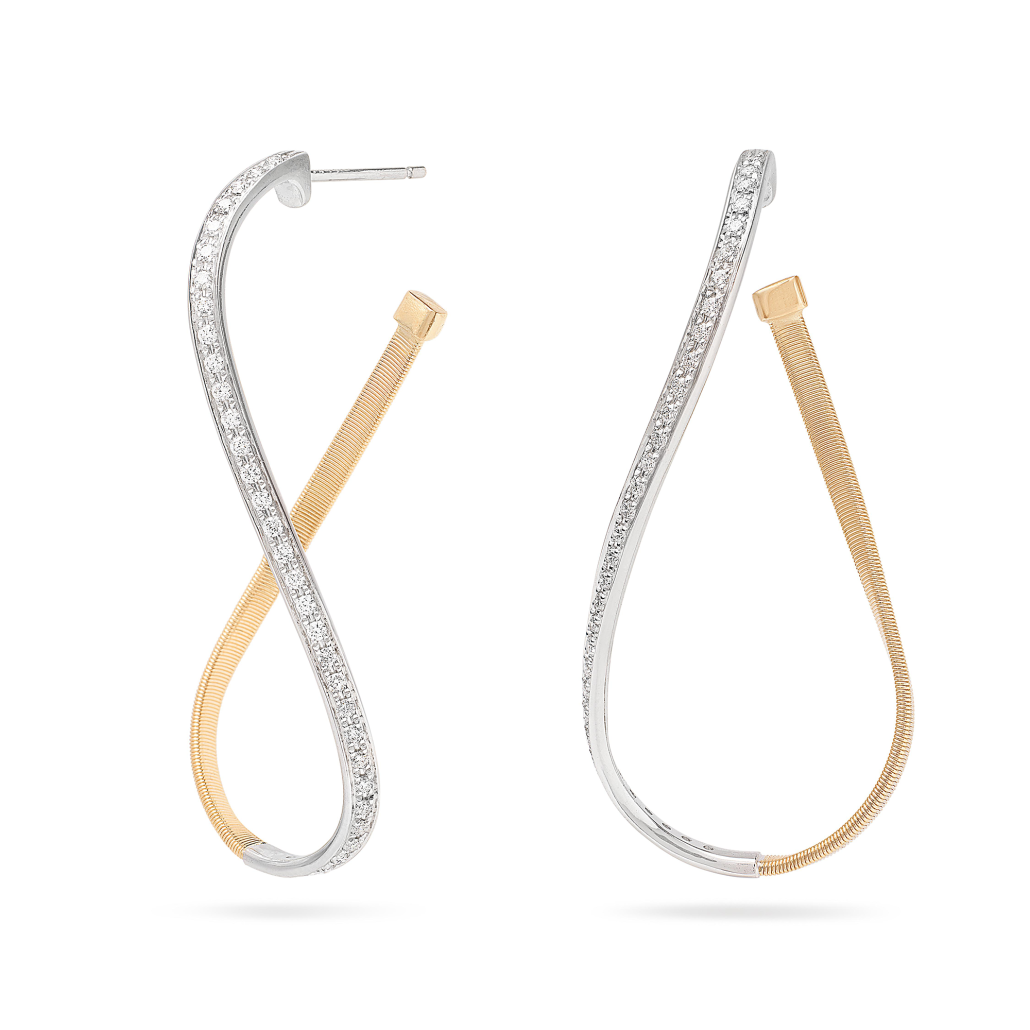 Marco Bicego Marrakech Marrakech Hoop-Ohrringe aus Gelbgold mit 18 Karat mit Diamantpavé OG405_B_YW_M5