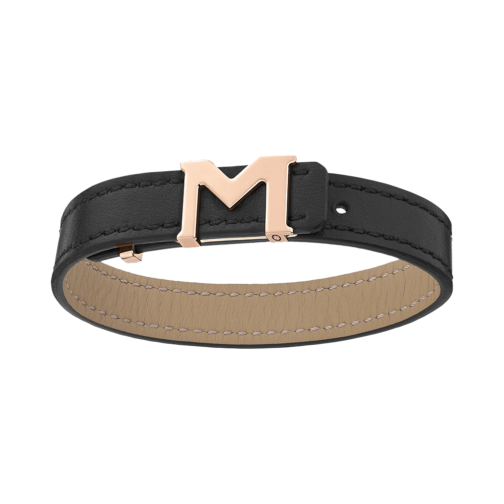 Montblanc Montblanc M Logo Armband in Schwarz mit rosévergoldeter Schließe MB128659 bei Juwelier Heller in Klagenfurt